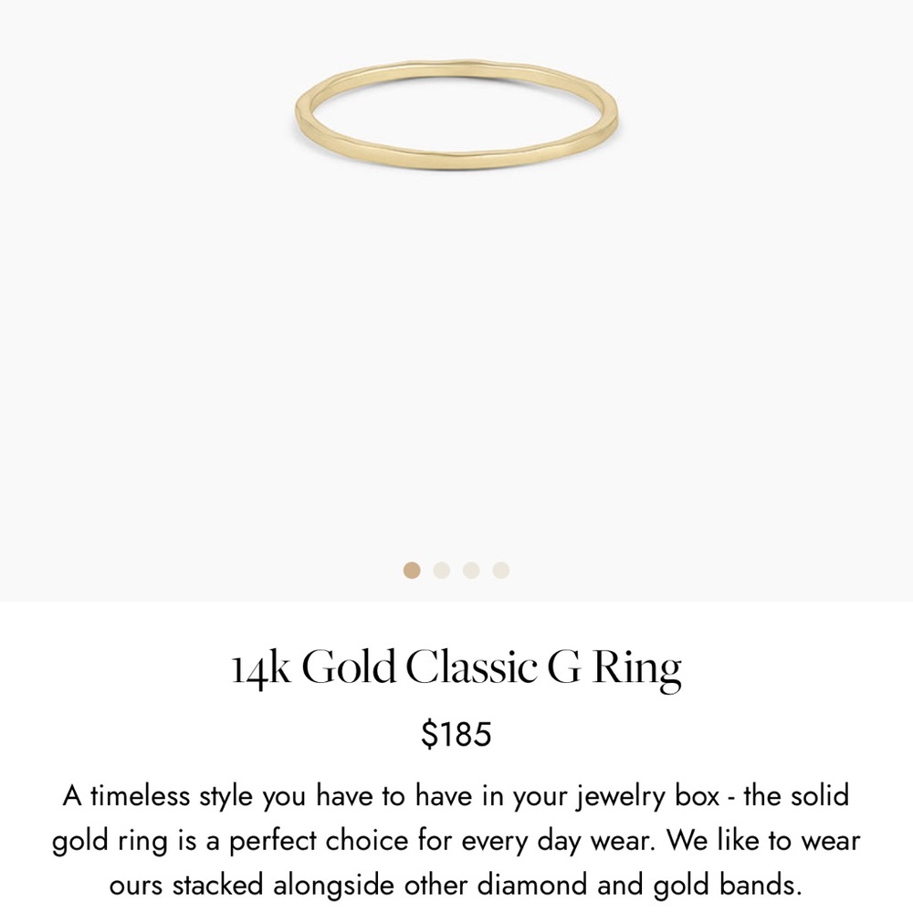 14k Gold Classic G Ring - Timeless Gold Stackable Band Size 9